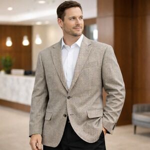 Baroni Couture Houndstooth Blazer Silk Wool Italian Sport Coat Black Gray 40R